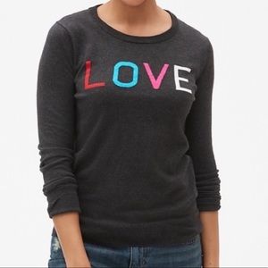 GAP M Crewneck Charcoal LOVE Graphic Sweater